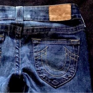 Women’s TRUE RELIGION Bleached Die Dye CROPPED RawEdge Jeans Sz 28